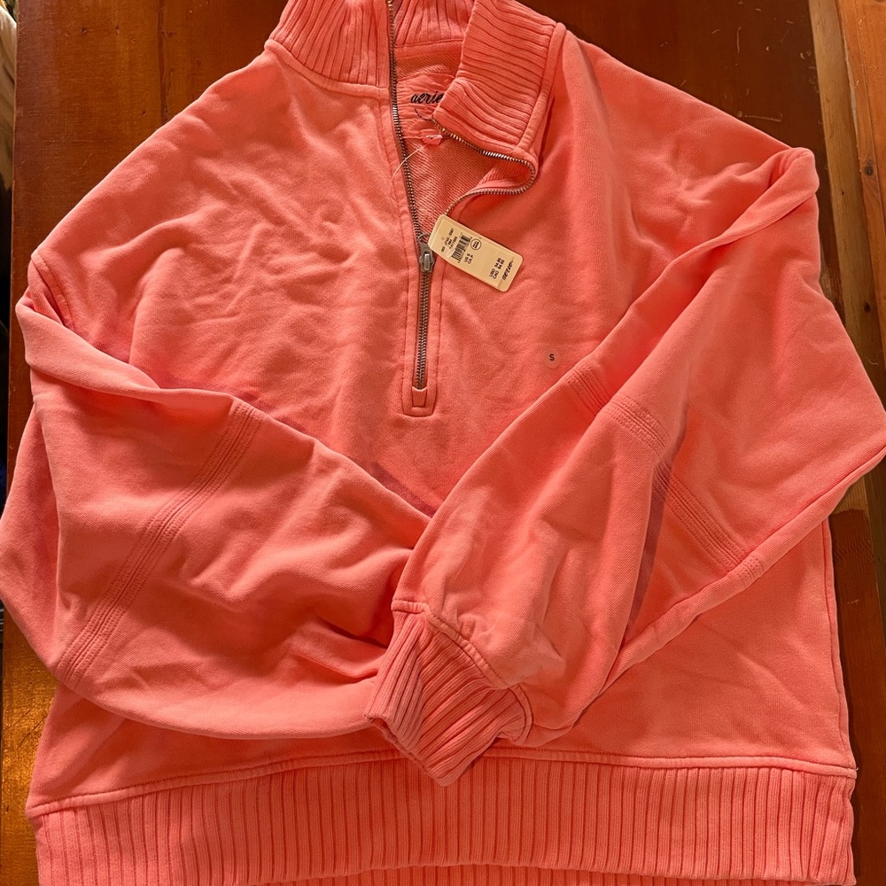 Aerie Coral Quarter-Zip Pullover